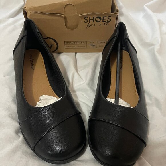 NIB Women's Sz 10.5 Wide Black Flats by Comfortview The Gab Damaged Box - Picture 1 of 13